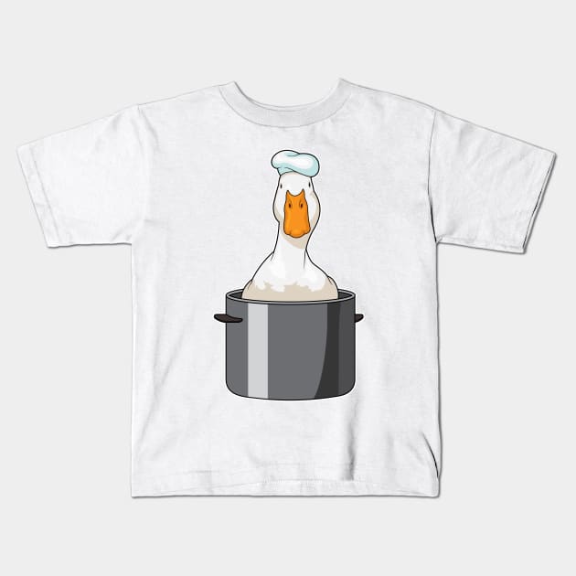 Duck Chef Cooking pot Chef hat Kids T-Shirt by Markus Schnabel